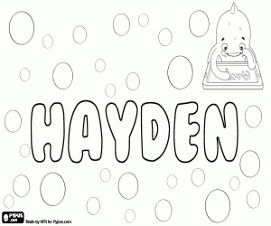 Hayden, English unisex name coloring page