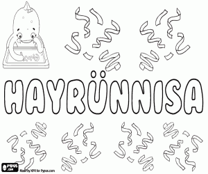 Hayrünnisa, Turkish name coloring page