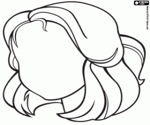 Head with hair of girl coloring page
