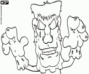 Head and hands of a monster coloring page