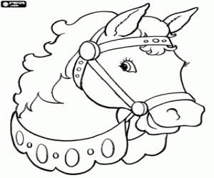 Head of a horse with harness coloring page