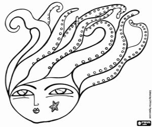 Head of Medusa with snakes coloring page