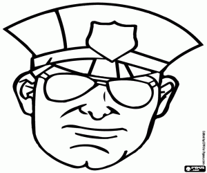 The head of the police agent coloring page