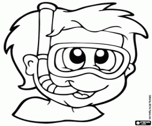 The head of a young diver coloring page