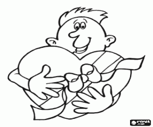 A heart box for mother coloring page