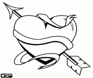 Heart with Cupid's arrow coloring page