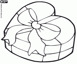 Heart-shaped gift box coloring page