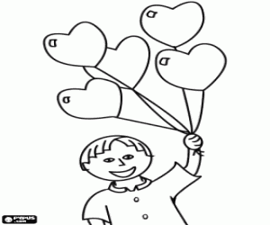 Hearts balloons for mothers coloring page