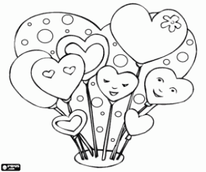 Hearts for Saint Valentine's day coloring page