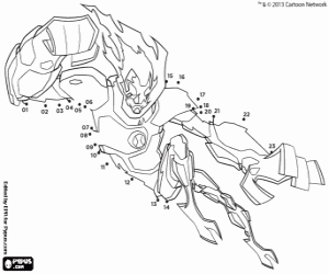 Heatblast, Ben 10 Omniverse by dots coloring page