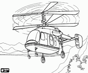 A helicopter on a flight coloring page