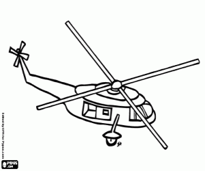 A helicopter flying, from above coloring page