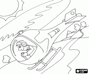Helicopter pilot flying coloring page