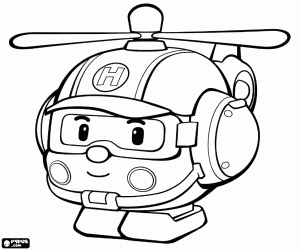 The helicopter of Robocar Poli coloring page