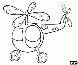 Helicopter with flowers coloring page