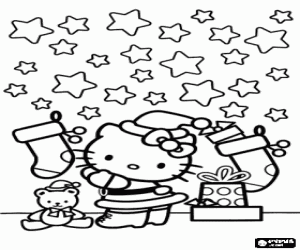 Hello Kitty in Christmas coloring page