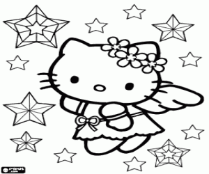 HelloKitty, Christmas angel coloring page