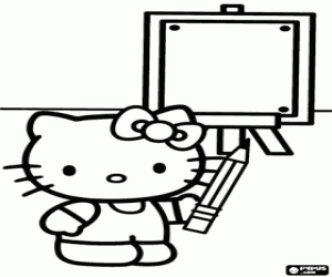 Hellox Kittyx the kitten at school coloring page