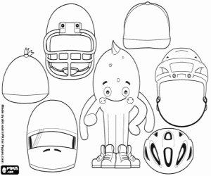 Helmets and caps for Pypus coloring page