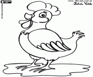 The hen, a farm animal coloring page