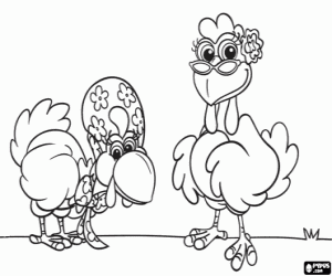 The hens Zaza and Lola of Cocoricó coloring page