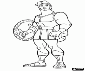 Hercules, the son of greek gods Zeus and Hera, a hero with the strength of the gods coloring page