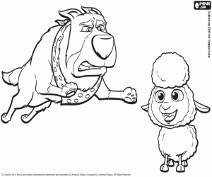 The herding dog with a sheep coloring page