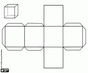 Hexahedron, six-sided polyhedron coloring page