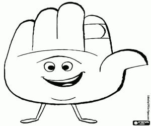Hi-5, an Emoji character coloring page
