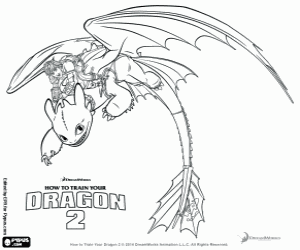 Hiccup and Toothless coloring page