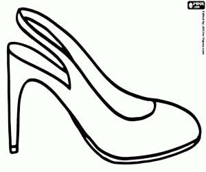 High heel shoe with naked heel coloring page