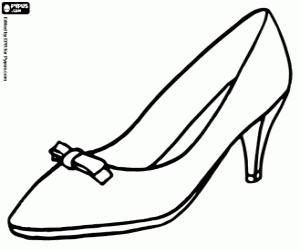 High shoe with small ribbon coloring page