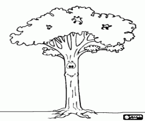 High tree and with long trunk coloring page