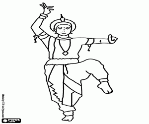 A hindu ballerina in the Diwali coloring page