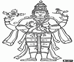 The hindu God Vishnu coloring page