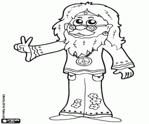 A hippie or a neo-hippie coloring page