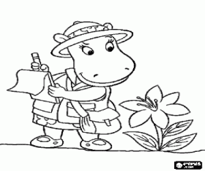 Hippo and the study of flora coloring page