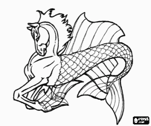 Hippocampus, a mythological being coloring page
