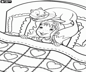 Holly Hobbie in the bed coloring page