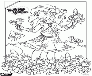 Holly Hobbie in the spring coloring page