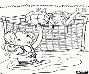 Holly and volleyball in the pool coloring page