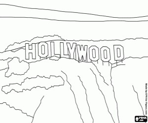 The Hollywood letters in L.A. hill coloring page