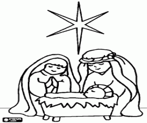 The Holy Family and the star coloring page