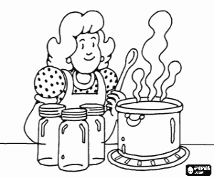 Home-made jams in autumn coloring page