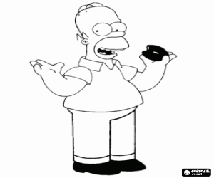 Homer Simpson and a donut coloring page