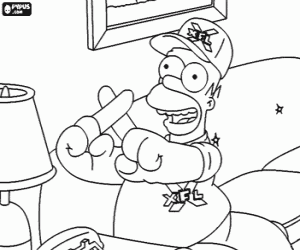 Homer Simpson is a superstitious man coloring page