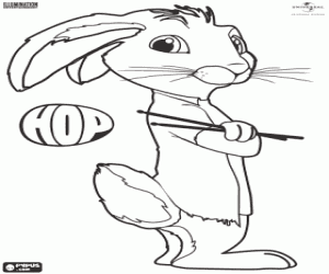 Hop the rabbit with the drum sticks coloring page