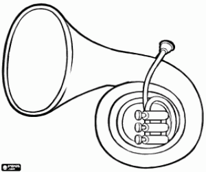 Horn, a wind instrument coloring page