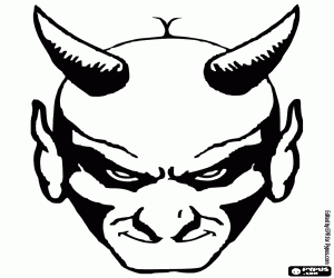 Horned demon mask coloring page