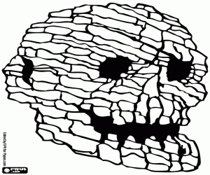 A horrifying stone skull coloring page